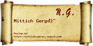 Mittich Gergő névjegykártya